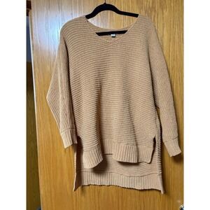 American Eagle Tan Cozy Knit V Neck High Low Sweater Tunic Size XS/S